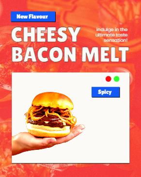 Indulge in flavor with 'Cheesy Bacon Melt Red Ad Threads Post' - a mouthwatering template for promoting your delectable dishes.