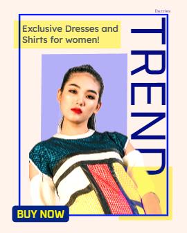 Stay in vogue with 'Fashion Trends Modern White Ad Threads Post' - a chic and stylish template to showcase the latest in fashion.