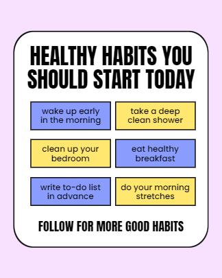 Promote well-being with 'Healthy Habits You Should Start Today Violet Ad Threads Post' - a template inspiring a healthier lifestyle.