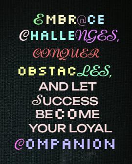 Embrace challenges with our vibrant 'Embrace Challenges Colorful Typography Black Quote Threads Post' - a motivational design for resilience.