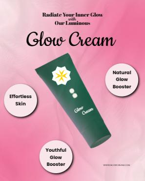 Get your glow on with 'Glow Cream Simple Minimal Pink Ad Threads Post' - the perfect template for promoting radiant skincare.