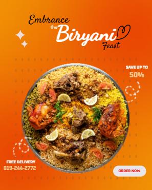 Satisfy your cravings with 'Biryani FoodieS Simple Yellow Ad Threads Post' - the perfect template for promoting your delicious dishes.