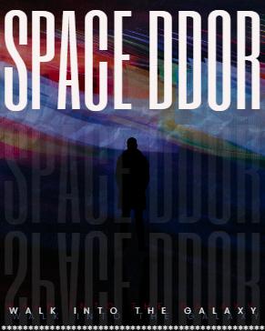 Unlock the mysteries of the universe with 'Space Door Black Movie Poster Threads Post' - a template that leads to cosmic adventures.